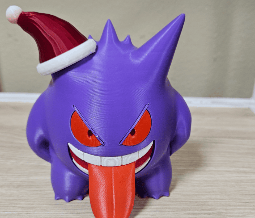 cool things to 3d print for christmas_gengar multipart with santa hat